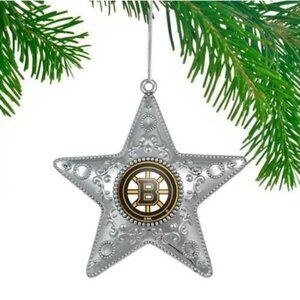 Boston Bruins Silver Star Ornament Collectible Christmas Tree 4.5 "New NHL
